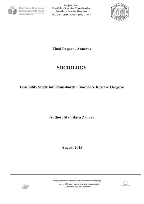 Pdf Sociology Final Report Annexes Почетнаproject Title