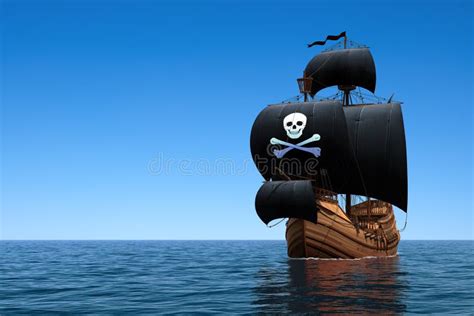Pirate Ship In Blue Ocean Stock Illustration Illustration Of History