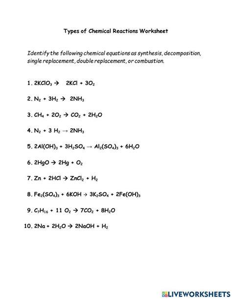 Free Chemical Equations And Reactions Worksheet Download Free Chemical Equations And Reactions