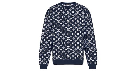 Louis Vuitton Lv Full Monogram Jacquard Crew Neck New Blue Cotton Ref