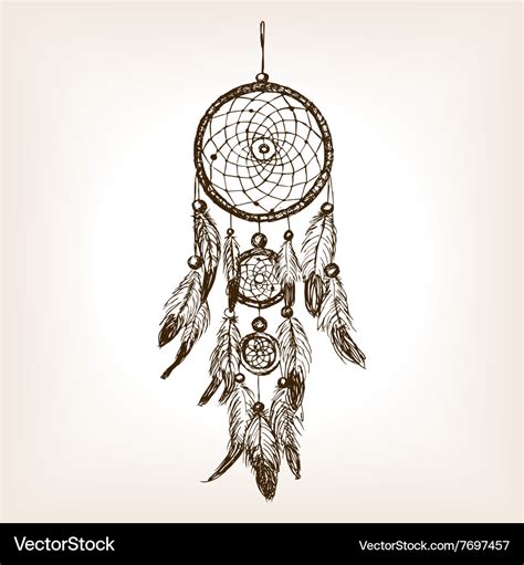 Dreamcatcher Hand Drawn Sketch Style Royalty Free Vector