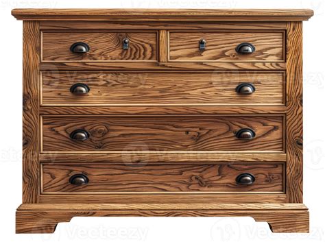 Traditional Wooden Chest Of Drawers With Iron Handles Cut Out Stock