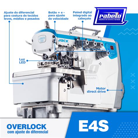 Rabelo Máquinas de Costura e Bordado Máquina Overlock 4 Fios E4S 4