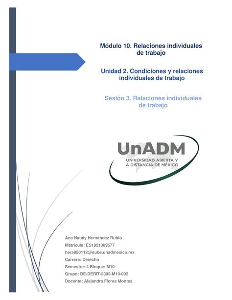 M10 U2 S3 ANHR Sesión 3 Relaciones individuales de trabajo Módulo