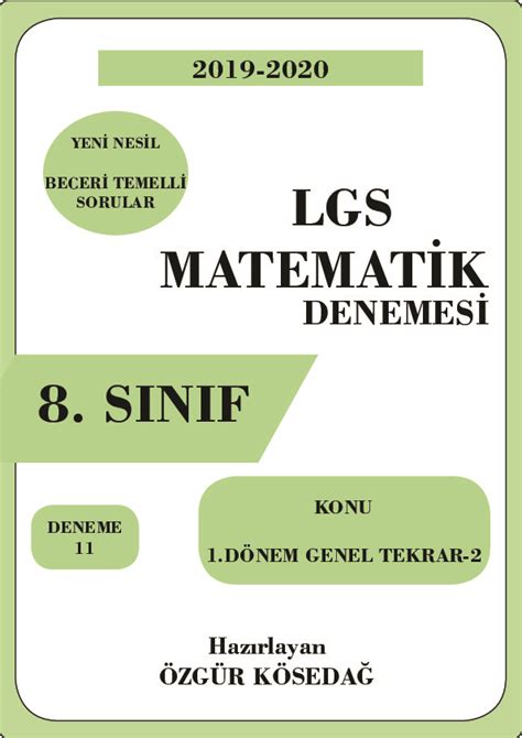 S N F Matematik D Nem Genel Tekrar Deneme Deneme S Nav Derslig