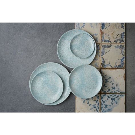 Churchill Vintage Prints Med Tiles Aquamarine Coupe Plates Pack Of 12