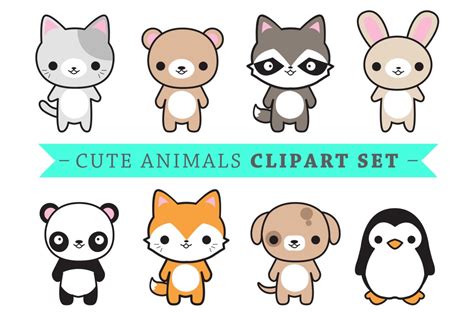 Premium Vector Clipart Cute Animals Kawaii Animals Cute Cat Dog Bunny ...