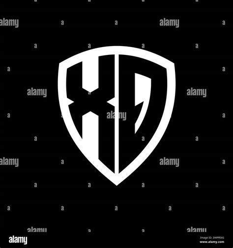 Xq Monogram Logo With Bold Letters Shield Shape With Black And White