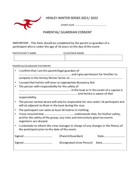 Fillable Online Hws Parental Consent Form Fax Email Print