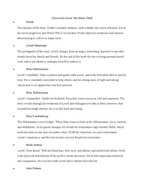 Characters From The Book Thief | PDF