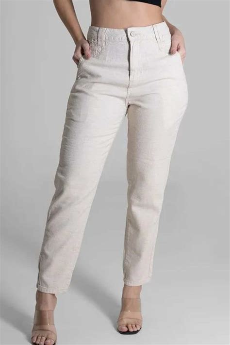 Calça Feminina Mom Em Linho Sawary 274110 ORIGINAL