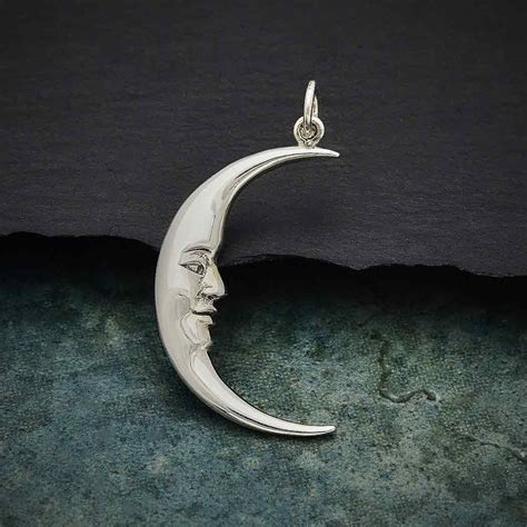 Colgante de luna sonriente de plata esterlina colgante de Etsy España