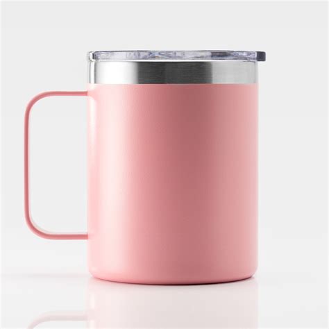 12oz Stainless Steel Insulated Coffee Mug With Handle And Sliding Lid