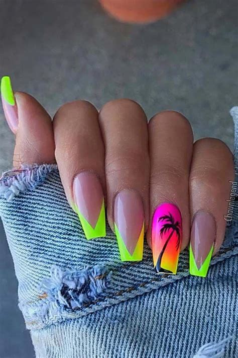 65 Cute And Stylish Summer Nails For 2020 Stayglam Tree Nails Nails Bright Summer Acrylic Nails