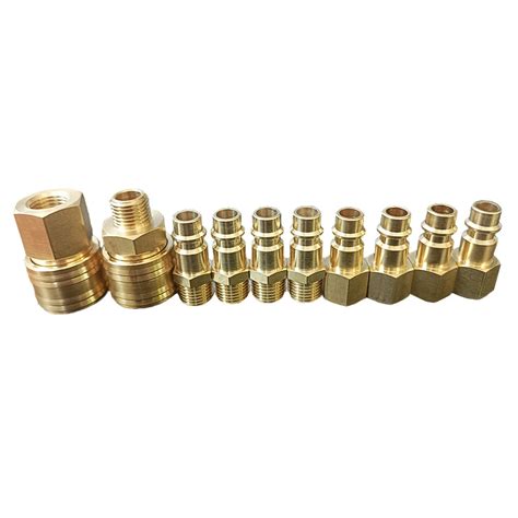 10pcs Eu Air Line Hose Connector Fitting Female Quick Release 14 Bsp Male Air Coupler And