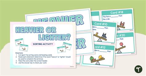 Heavier Or Lighter Sorting Activity Teach Starter