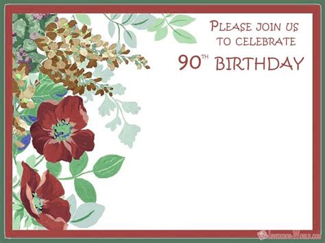 90th Birthday Invitations Templates Grochow