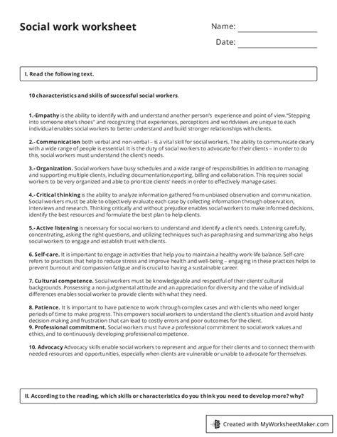 Social Work Worksheet My Worksheet Maker Create Your Own Worksheets