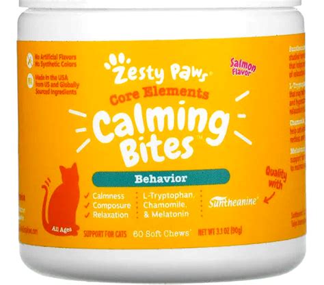 Zesty Paws Calming Bites Cats Salmon Flavor 60 Chews With Suntheanine