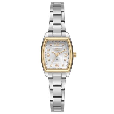 Relógio Technos Feminino Ref 2035mxo 1k Elegance Retangular Bicolor