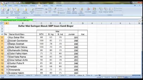 Tabel Latihan Excel