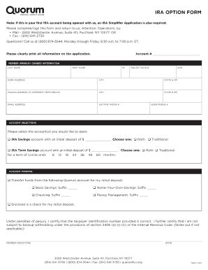 Fillable Online Quorumfcu Ira Option Form Quorum Fcu Fax Email Print