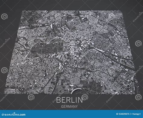 Map Of Berlin Satellite View Map In Negative Germany Stock