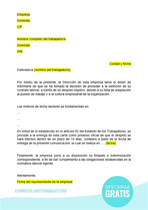 Carta de despido cómo redactarla 3 ejemplos descargables