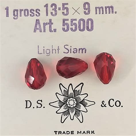 5500 Vintage Teardrop Shape Swarovski Crystal Bead Light Siam Mm 13 5x9