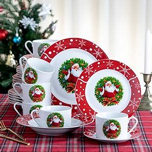 VEWEET Serie SANTACLAUS Vajillas De Porcelana 60 Piezas Vajilla