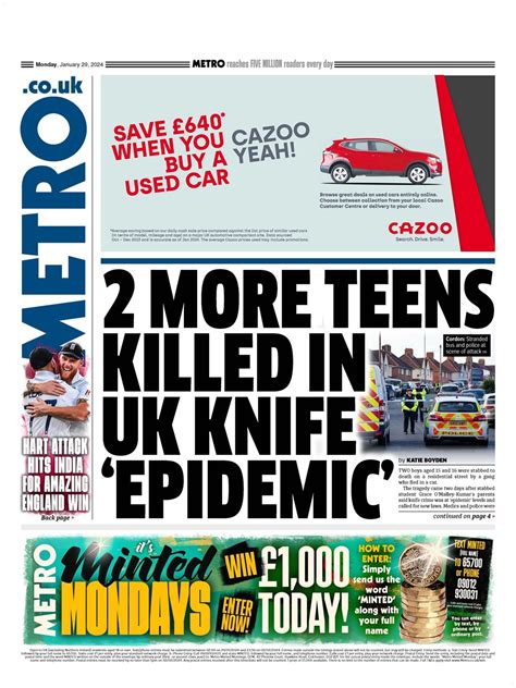 Metro Front Page 29th Of January 2024 Tomorrows Papers Today