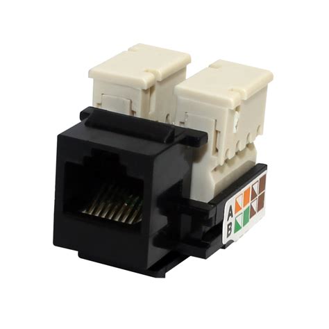 Keystone RJ45 Fêmea 8 Vias CAT 5E Preto Eletropeças