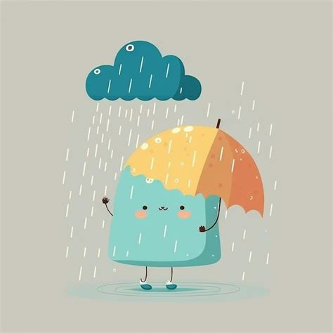 Personaje De Nube De Lluvia De Dibujos Animados Lindo Foto Premium