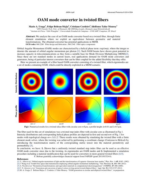 Pdf Oam Mode Converter In Twisted Fibers