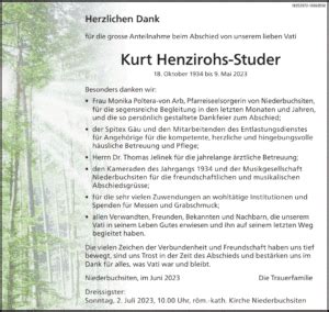 Kurt Henzirohs Studer Anzeiger Tgo