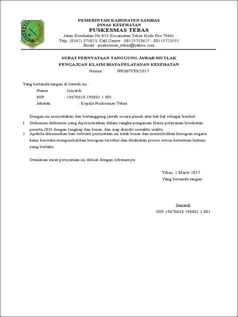 Contoh Surat Pernyataan Kesanggupan Bertanggung Jawab Memimpin