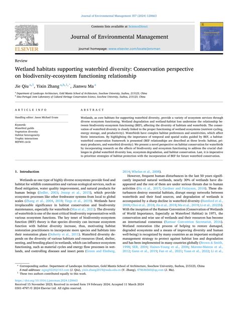 Pdf Wetland Habitats Supporting Waterbird Diversity Conservation