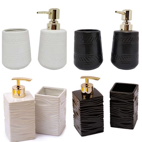 Conjunto Kit Banheiro Lavabo Cer Mica Saboneteira Porta Escova Luxo