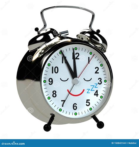 Funny Alarm Clock Sleeps Isolated On White Background D Stock