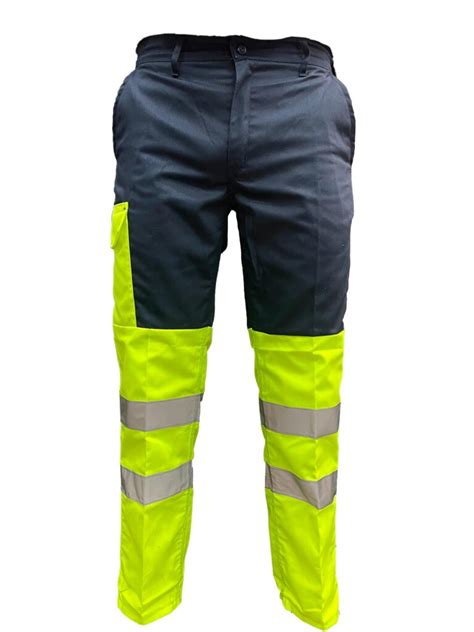 Pantal N De Trabajo Hi Viz Amarillo Y Azul Con Reflectivo M Garimport