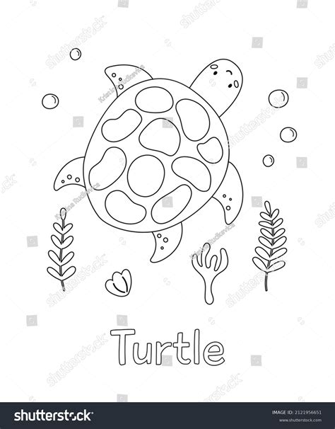 Coloring Page Sea Turtle Corals Shell Stock Vector (Royalty Free) 2121956651 | Shutterstock