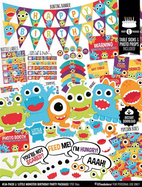 Little Monster Birthday Decorations Package. Printable Kids | Etsy