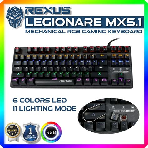 Jual Rexus MX 5 1 Legionare Gaming Keyboard Mechanical Antighosting Hot