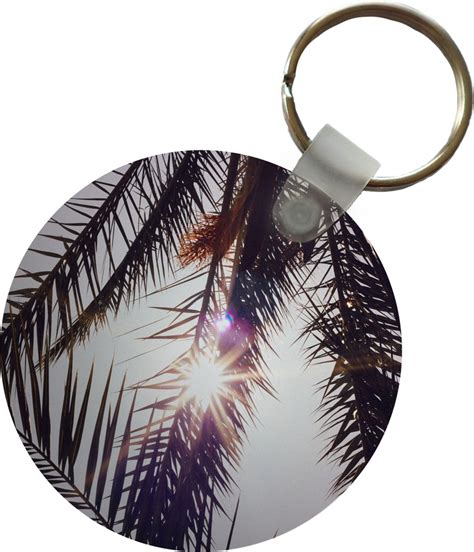 Sleutelhanger Palmbladeren Zon Zomer Plastic Rond