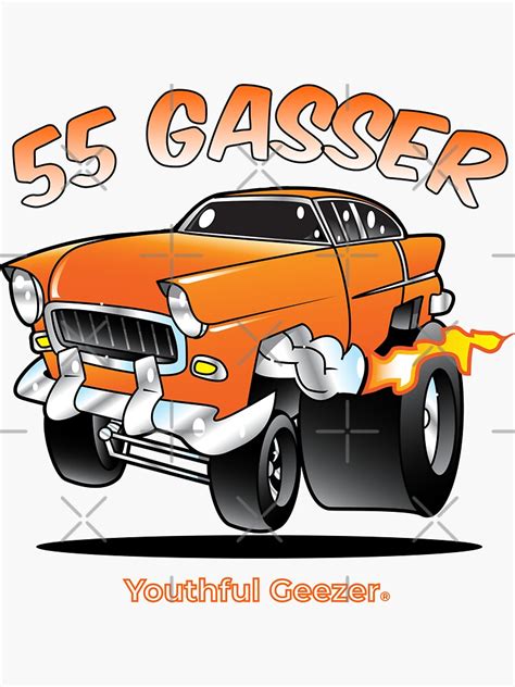 55 Gasser Cartoon Car Toon Sticker For Sale By Youthfulgeezer Redbubble