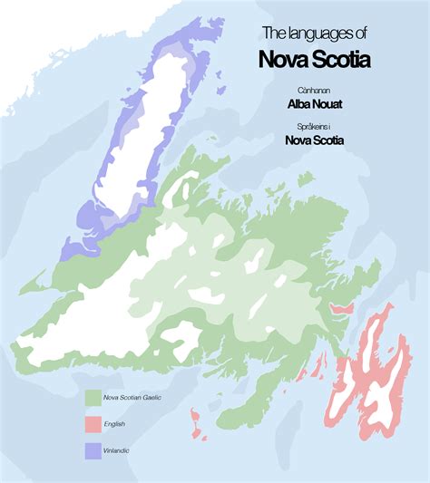 Linguistic map of 'Nova Scotia' if a) the Vinland colony was successful