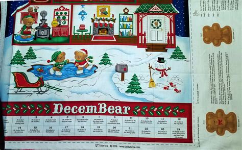 New Beary Merry Christmas Advent Calendar Fabric Panel Bears Ebay