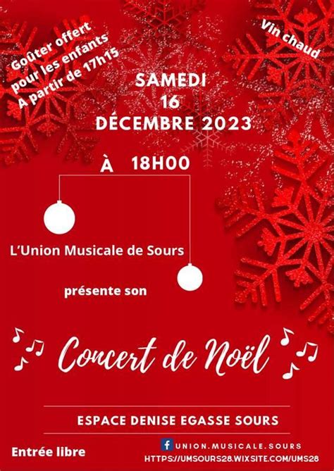 Concert de Noel Union Musicale de Sours samedi 16 décembre 2023