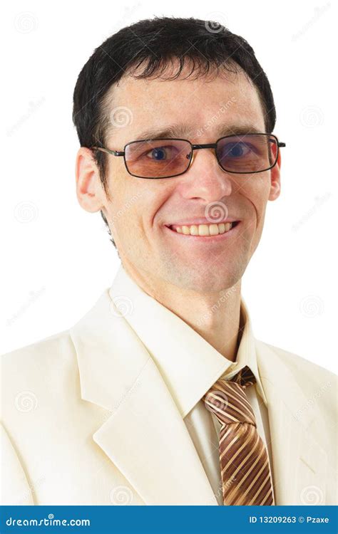 Portrait Of Smiling Man In Suit On White Stock Photos Image