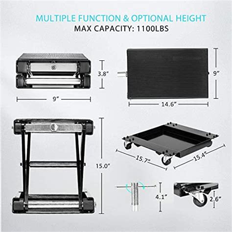 VIVOHOME 1100 Lbs Steel Wide Deck Motorcycle Lift ATV Scissor Lift Jack